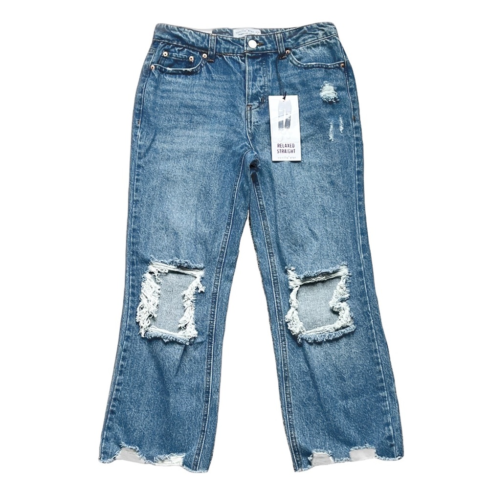 Vanilla Star Ripped Wide Leg Relaxed Crop Jeans